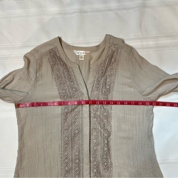 $5 ADD ON with $15+ Bundle Krazy Kat Boho Crochet Trim Tunic Blouse Sz M EUC - Picture 7 of 13